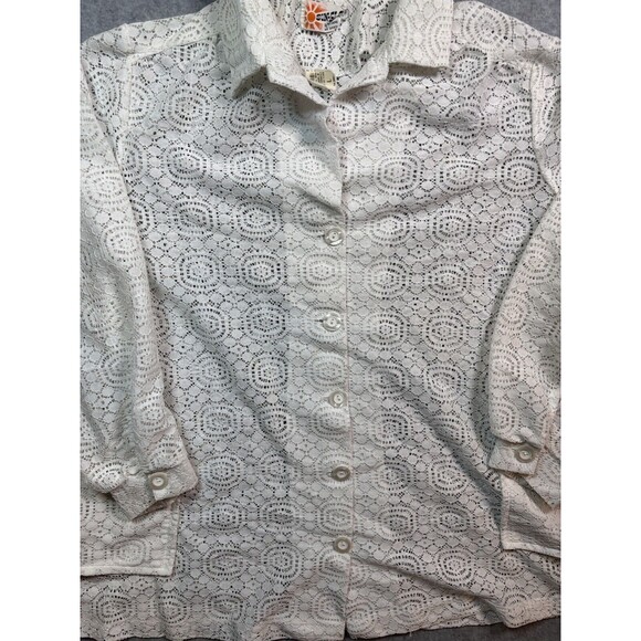 Vintage Sun Glo Of Miami Lace Beach Coverup Sunburst White‎ Womens Size Large - Picture 2 of 10